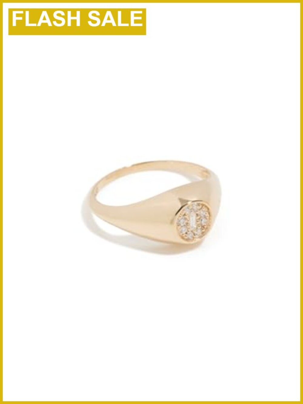 14k Gold Diamond Circle Signet Ring Size 5 Modern